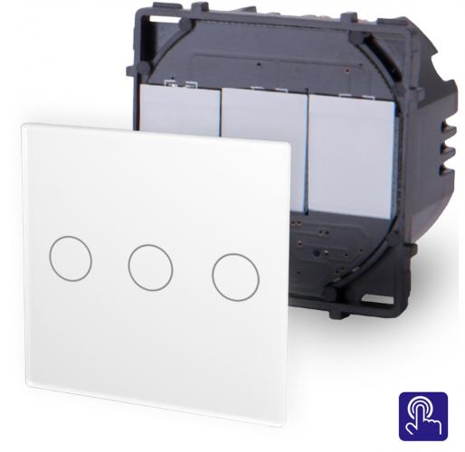 POINT Touchsreen Lichtschalter 3 Fach Modul in Weiß P-703-11