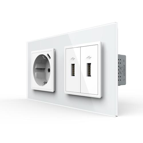 2 USB-A + Steckdose m. USB-C Module Wei� LIVOLO
