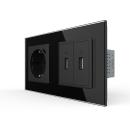 2 USB-A + Steckdose m. USB-C Module Schwarz LIVOLO