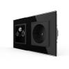 2fach Rahmen Steckdose mit SAT/TV/FM Anschlussmodul Schwarz VL-78786/C1EU-12-A LIVOLO