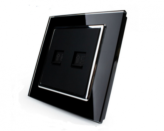 LIVOLO Telefon Netzwerk Computer Dose mit Glasrahmen VL-A-1TC-12  (Old Version) in Schwarz