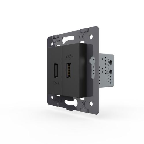 Livolo zweifaches USB-Modul zum Aufladen von Geräten in schwarz