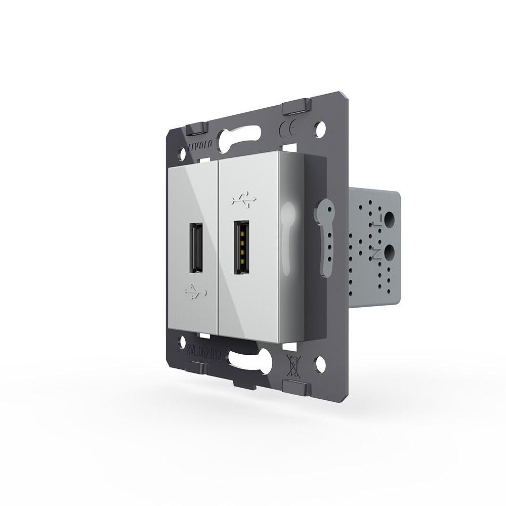 Livolo zweifaches USB-Modul zum Aufladen von Geräten in grau