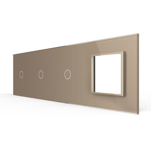 4-fache Blende 3 Touch-Schalter + 1 Modul Gold LIVOLO