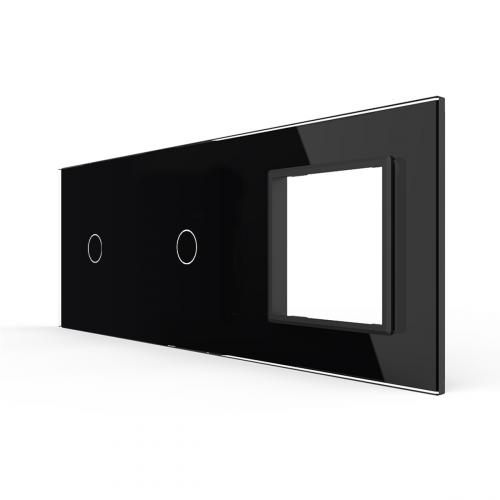 3-fache Blende 2 Touch-Schalter + 1 Modul Schwarz-A LIVOLO