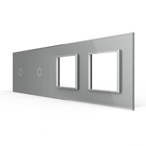 4-fache Blende 2 Touch-Schalter + 2 Module Grau LIVOLO