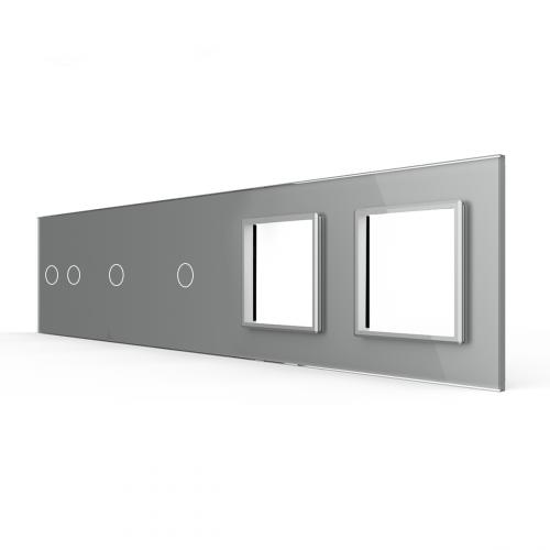 5-fache Blende 3 Touch-Schalter + 2 Module Grau LIVOLO