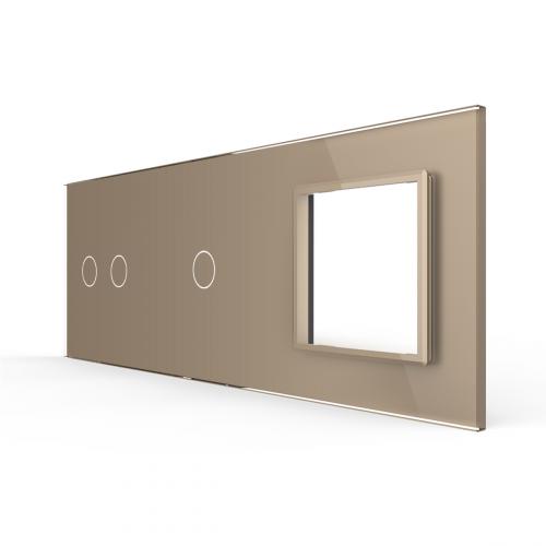 3-fache Blende 2 Touch-Schalter + 1 Modul Gold LIVOLO