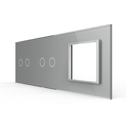 Livolo Glasblende 2 2-fache Touch-Schalter + 1 Modul Grau VL-C7-C2/C2/SR-15