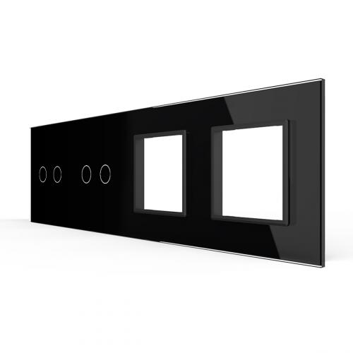 4-fache Blende 2 Touch-Schalter + 2 Module Schwarz LIVOLO
