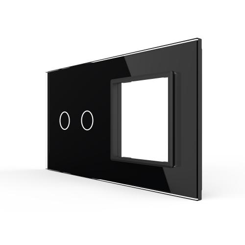2-fache Blende 1 Touch-Schalter + 1 Modul  Schwarz-A LIVOLO