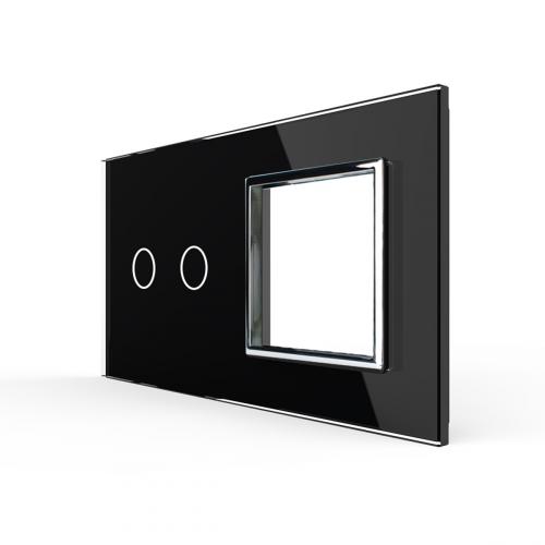 2-fache Blende 1 Touch-Schalter + 1 Modul Schwarz LIVOLO
