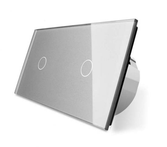 LIVOLO Design Glas Touch Lichtschalter Doppelt Ein/Aus Grau