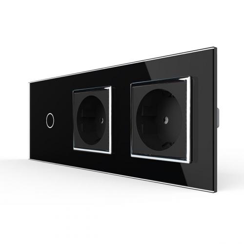 Wechselschalter + 2x Steckdosen Schwarz LIVOLO