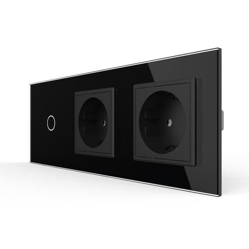 Wechselschalter + 2x Steckdosen Schwarz LIVOLO