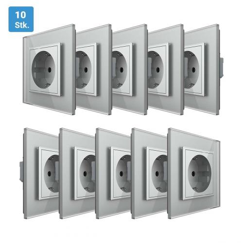 10x 1-fache Steckdose Grau VL-C7C1EU/SR-15-10 LIVOLO 