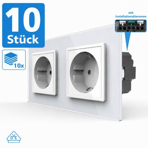 10x 2-fache Steckdose VDE Wei� VL-C7C2EU-11-A-VDE LIVOLO 