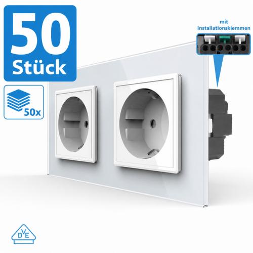 50x 2-fache Steckdose VDE Wei� VL-C7C2EU-11-A-VDE LIVOLO 