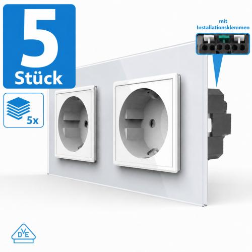 5x 2-fache Steckdose VDE Wei� VL-C7C2EU/SR-11-A-VDE LIVOLO 