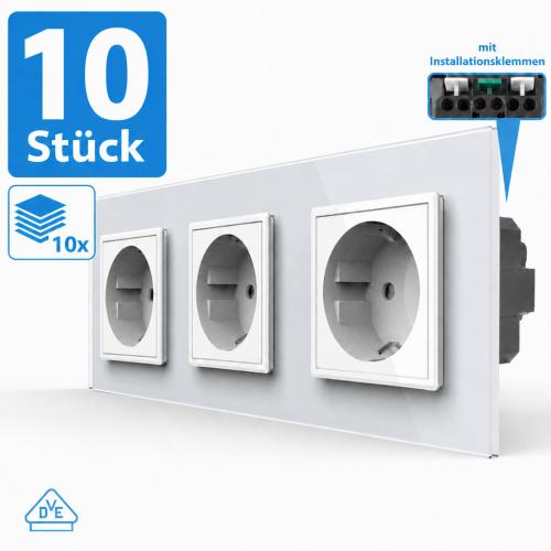 10x 3-fache Steckdose VDE Wei� VL-C7C3EU/SR-11-A-VDE LIVOLO 