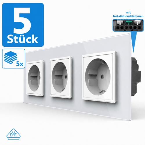 5x 3-fache Steckdose VDE Wei� VL-C7C3EU/SR-11-A-VDE LIVOLO 