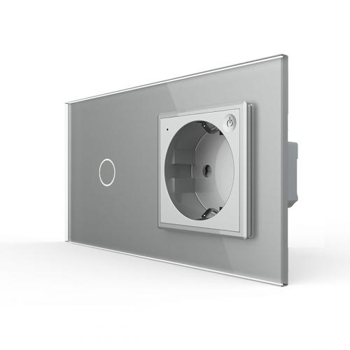 Smarthome Dimmer + Steckdose Grau Livolo EC