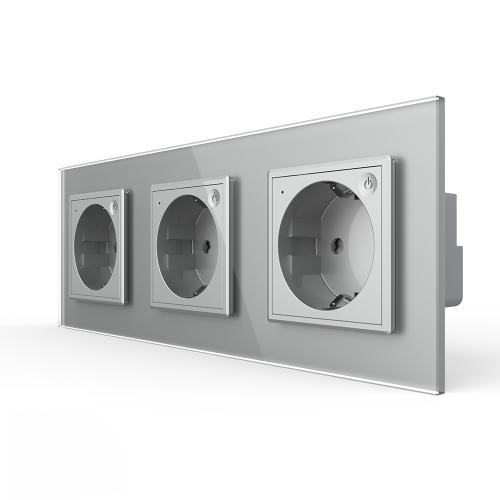 3-Fache Smarthome Steckdose Grau Livolo EC