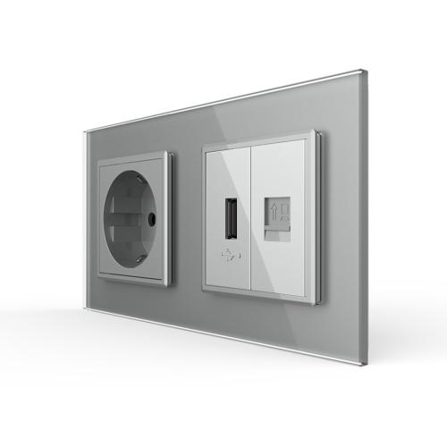 USB + Netzwerk + Steckdosen Module Grau LIVOLO 