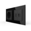 USB-A Modul + Netzwerk + Steckdose m. USB-C Schwarz LIVOLO 