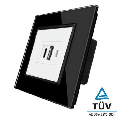 USB-A & USB-C Modul  Schwarz/Wei VL-USB-AC/SR-12-A LIVOLO 