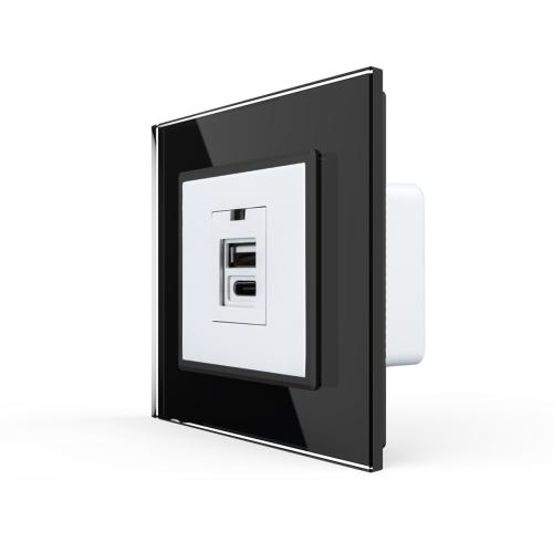 USB-A & USB-C Modul  Schwarz/Wei� VL-USB-AC/SR-12-A LIVOLO 