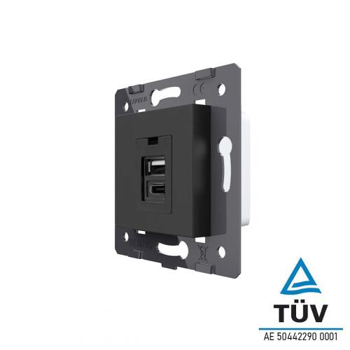 1-faches USB-A & USB-C Modul schwarz VL-USB-AC-12 LIVOLO 