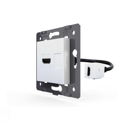 Multimedia-Wandanschluss (HD-kompatibel) - Kupplung mit flexiblen Kabel XJY-8081210HDMI-metall Wei LIVOLO
