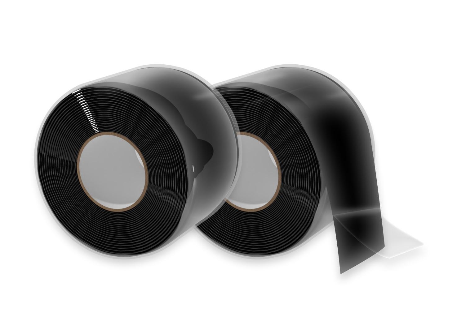 2x Lux-Tape Silikonband Isolierband Abdichtband selbstverschweißend, schwarz, 3m x 38mm
